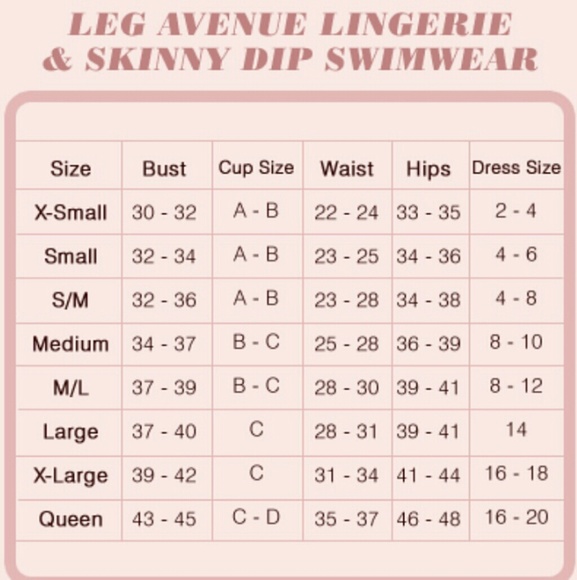 Leg Avenue Accessories Leg Avenue Sizing Chart And Infomation